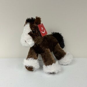 Aurora Brown and White Clydesdale Horse Stuffed Animal New 7” Plush Horse